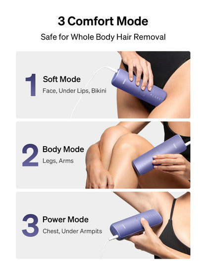 Ulike Laser Hair Removal for Women and Men, Air 3 IPL Hair Removal with Sapphire Ice-Cooling System for Nearly Painless & Long-Lasting Result, Flat-Head Window for Body & Face at-Home Use