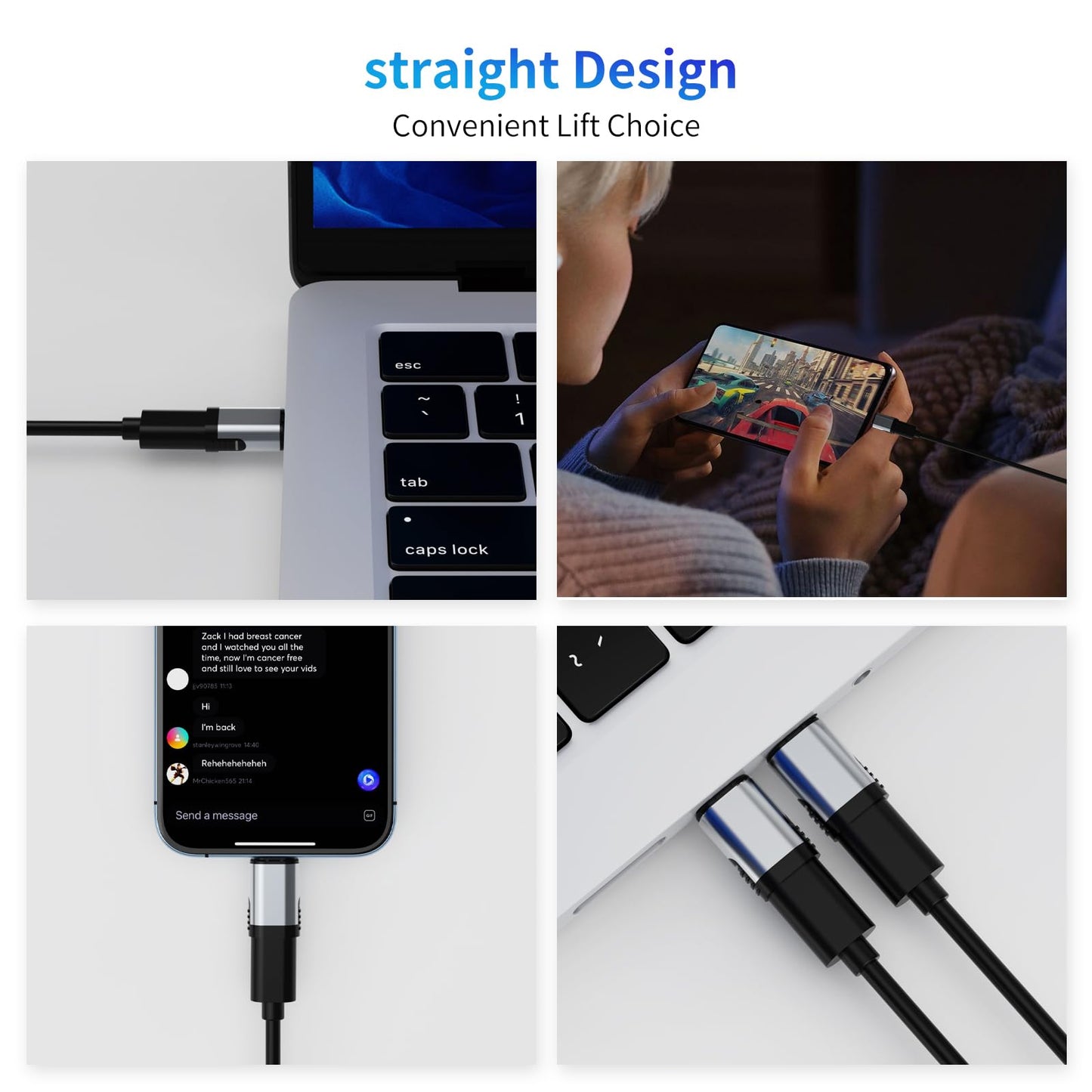 Tciogrxp 240W 90 Degree Magnetic USB C Adapter with 4 Connector Tips USB-C Adapter 1 Pack, 24 Pin (2 Plugs Magnetic USBC Extender, USB4 40Gbps 8K 60Hz Compatible with Thunderbolt 3/4 MacBook Pro/Air