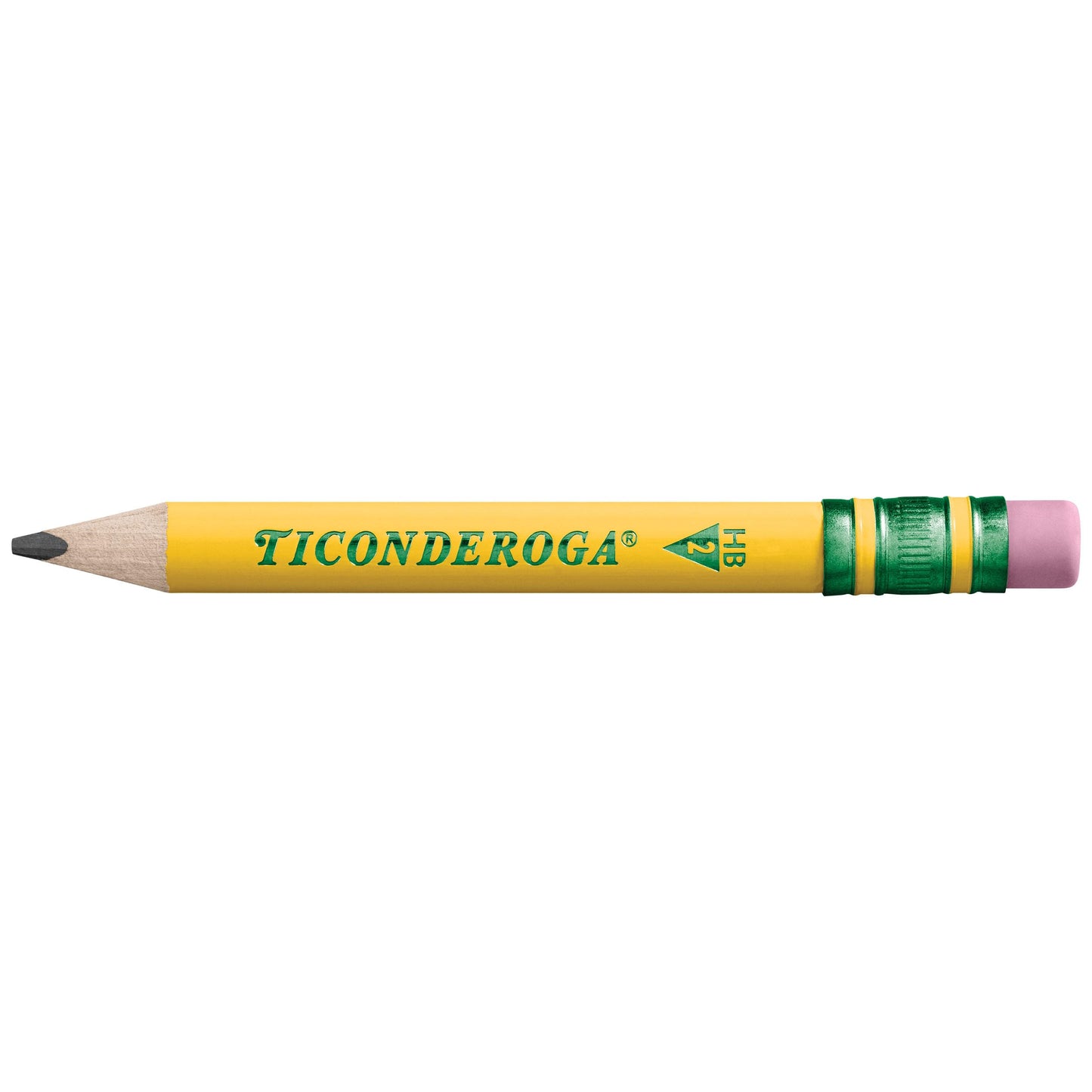 Ticonderoga My First Short Triangular Wood-Cased Pencils, #2 HB Soft, With Erasers, Yellow, 12 Count