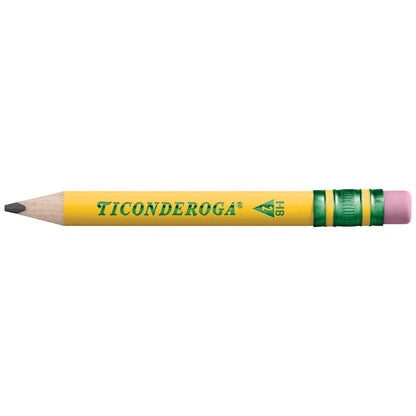Ticonderoga My First Short Triangular Wood-Cased Pencils, #2 HB Soft, With Erasers, Yellow, 12 Count