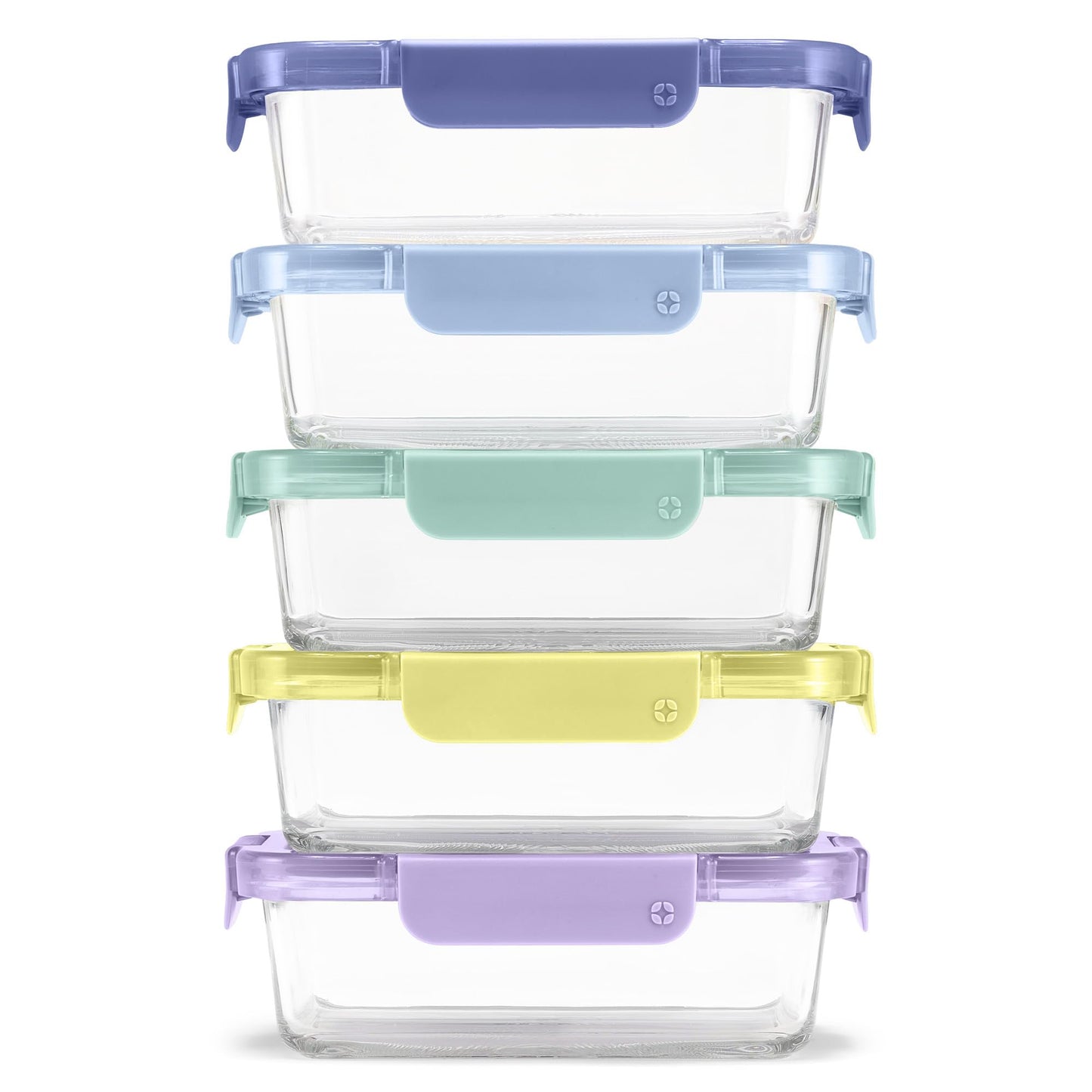 Ello Color Lock 3.4 Cup 10PC, 5 Pack Glass Meal Prep Sets Leak-Proof Glass Food Storage Containers with Airtight BPA-Free Plastic Lids, Dishwasher, Microwave, and Freezer Safe, Purple Rain