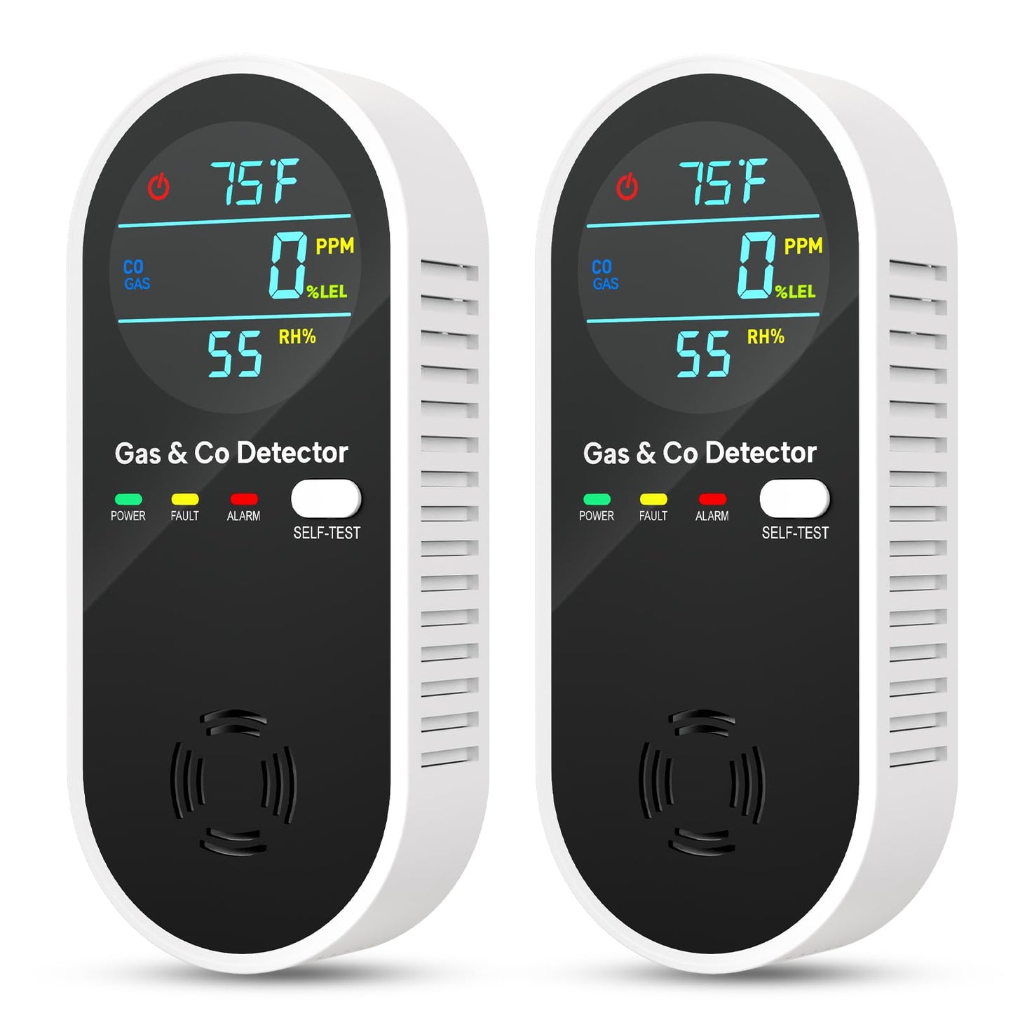 4-IN-1 Natural Gas Leak Detector & Carbon Monoxide Detectors with Natural, Propane, Co & Gas Leak Detector - Carbon Monoxide Detectors Plug in - Temperature & Humidity Detectors for Home, RV (2 Packs)