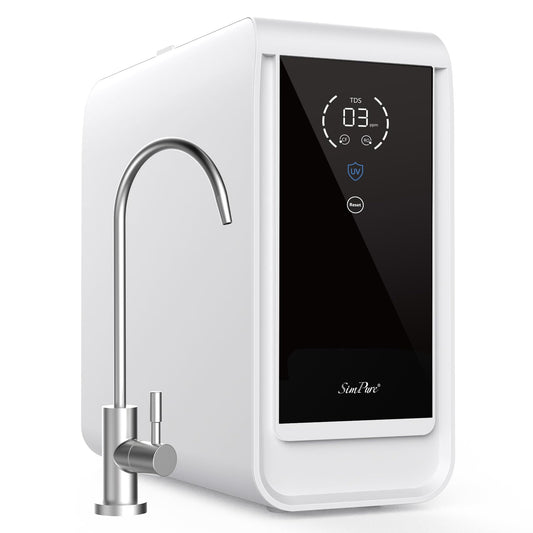 SimPure Q3-600 UV Reverse Osmosis System, 600 GPD 8 Stage Under Sink Electric RO Water Filtration, 2:1 Pure to Drain,TDS Display, Filter Reminder, Reduce 95% TDS, USA Tech, NSF/ANSI 58 Certified, FCC