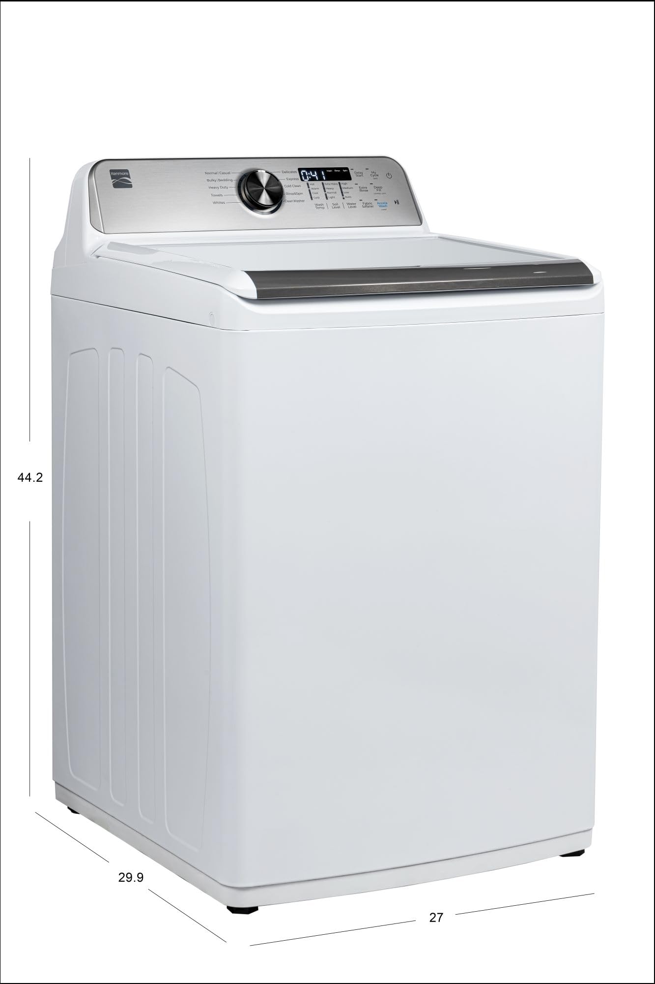 Kenmore 4.5 cu. ft. Top Load Washer with Triple Action Impeller for Tough Dirt & Stains-Reduce Laundry Time with Accela and Express Wash-LED, White