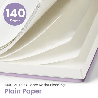 Taja Blank Spiral Journal Notebook for Women & Men, 140 Pages, Sketch Book, Plain Notebook for Drawing & Sketching, Journals for Creative Writing, A5(6"x8") - Purple