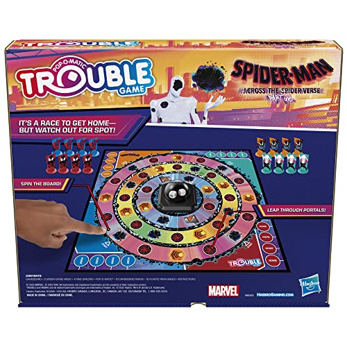 Hasbro Gaming Trouble: The Spider-Verse Edition for Marvel Fans, Ages 8+, Game for 2-4 Players, with Rotating Board