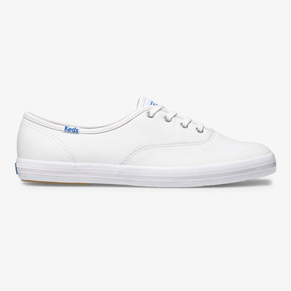 Keds Women's Champion Lace Up Sneaker, White Leather, 8 Wide