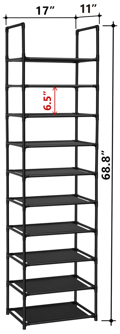 FIDUCIAL HOME 10 Tiers Shoe Rack 20-25 Pairs Sturdy Shoe Shelf