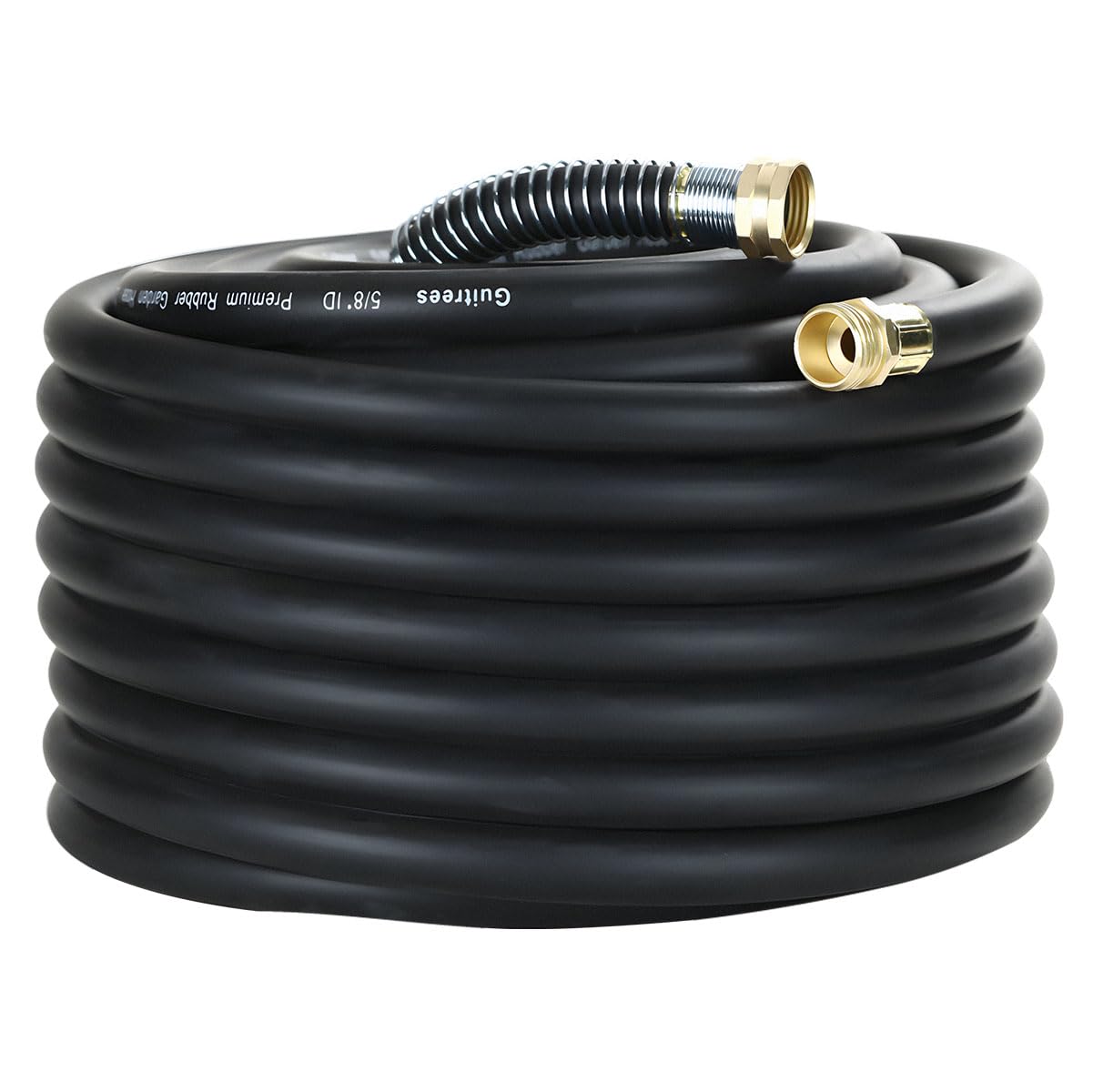 Guitrees 90FT 5/8 Heavy Duty Rubber Garden Hose - 300psi Working, 1000psi Burst - Hot/Cold Water - Five-Layered Braiding for Durability - Versatile for Gardening, Agriculture, Construction(Black)
