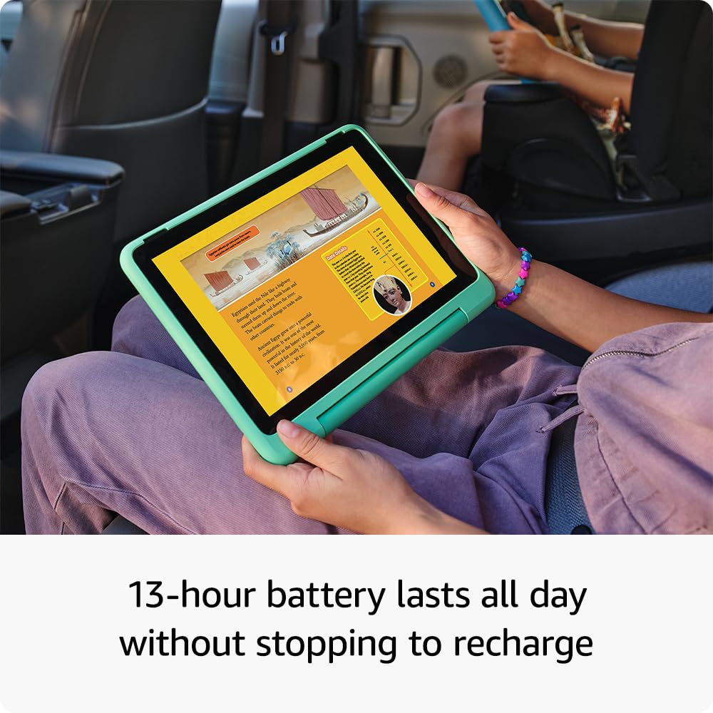 Amazon Fire HD 10 Kids Pro tablet (newest model) ages 6-12 | Bright 10.1" HD screen | Slim case for older kids, ad-free content, parental controls, 13-hr battery, 32 GB, Mint