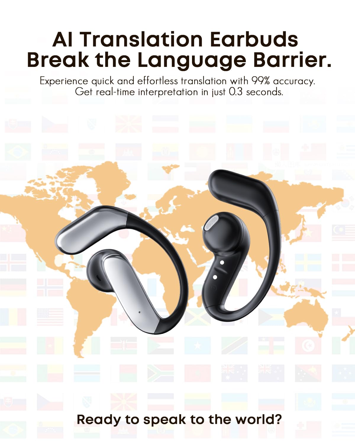 GNZUQ Translation Earbuds, Ai Translation Earbuds Real Time, Translation Earbuds with 174 Languages & 90H Playtime, Bluetooth 6.1, Clear Mic, Wireless Earbuds for Business, Travel & Meetings