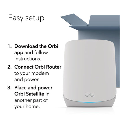 NETGEAR Orbi Whole Home Tri-Band WiFi 6 Mesh Network System (RBK663) – Router with 2 Satellite Extenders, Security Features, Coverage up to 6,600 sq. ft., 75 Devices - AX3800 (Up to 3.8Gbps)