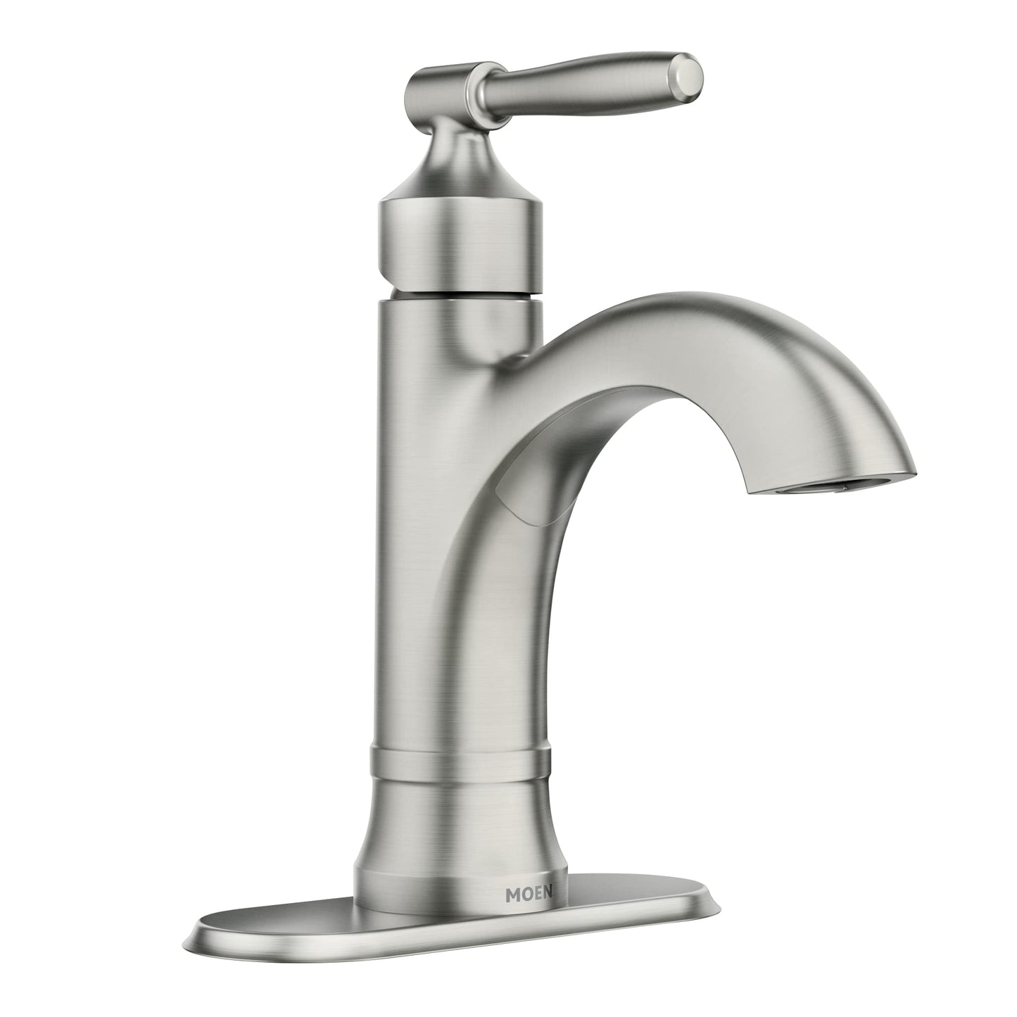 Moen Halle Spot Resist Brushed Nickel One-Handle Single Hole Bathroom Sink Faucet with Optional Deckplate, 84970SRN