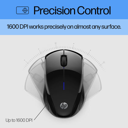 HP X3000 G2 Wireless Mouse - Ambidextrous 3-Button Control, & Scroll Wheel Multi-Surface Technology, 1600 DPI Optical Sensor Win, Chrome, Mac OS Up to 15-Month Battery Life (‎28Y30AA#ABA, Black)