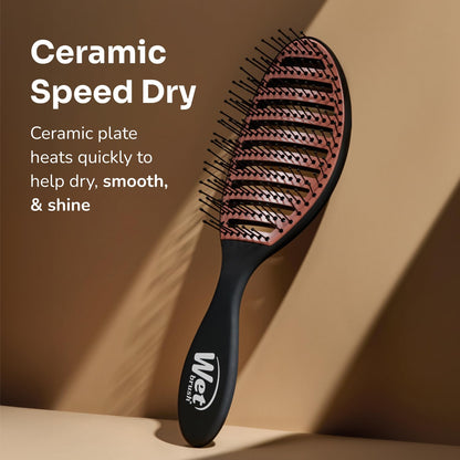 Wet Brush Ceramic Speed Dry Hair Brush, Black - Vented Design & Soft HeatFlex Bristles Are Blow Dry Safe - Ergonomic Handle Manages Tangles - Pain-Free Hair Accessories