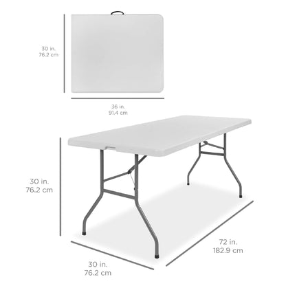 Best Choice Products 6ft Plastic Folding Table, Indoor Outdoor Heavy Duty Portable w/Handle, Lock for Picnic, Party, Camping - White