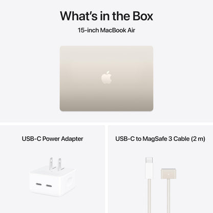 Apple 2025 MacBook Air 15-inch Laptop with M4 chip: Built for Apple Intelligence, 15.3-inch Liquid Retina Display, 24GB Unified Memory, 512GB SSD Storage, Touch ID; Starlight with AppleCare+ (3 Years)
