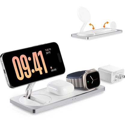 3 in 1 Charging Station for Apple Devices: Used for iPhone and Watch Charging Station with Magsafe Charger Stand, Wireless Charger for iPhone15/14/13/12, Apple Watch 1-9/Ultra, AirPods 3 Pro