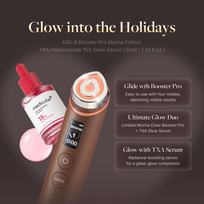 medicube Booster Pro Holiday Gift Set, Amazon Exclusive | Limited Mocha Booster Pro + TXA Niacinamide Serum | Gift for Women & Men | Perfect for Holiday Gifting & Self Care | Korean Skin Care Kit