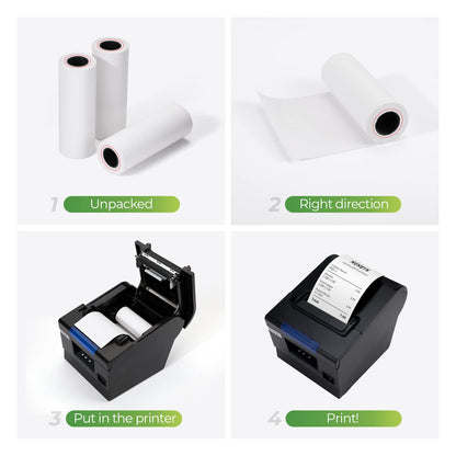 MUNBYN Thermal Receipt Paper 3 1/8 x 19.6ft, 50 Rolls Receipt Paper Work for Star Micronics TSP100 TSP143 Epson 80mm Receipt Printer Square POS Register, BPA Free (80 * 30mm x 50 rolls)