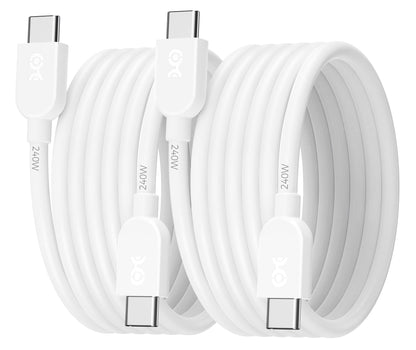 Cable Matters 2-Pack Extreme Flexible 240W USB C Charging Cable 6ft, White, for MacBook Pro, iPad Pro, iPhone 16/15 Pro, Apple Vision Pro (140W USB C Charger Cable, USB C Cable, USB 2.0, No Video)