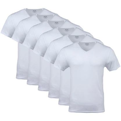 Gildan Men's V-Neck T-Shirts, Multipack, Style G1103, White (6-Pack), Large