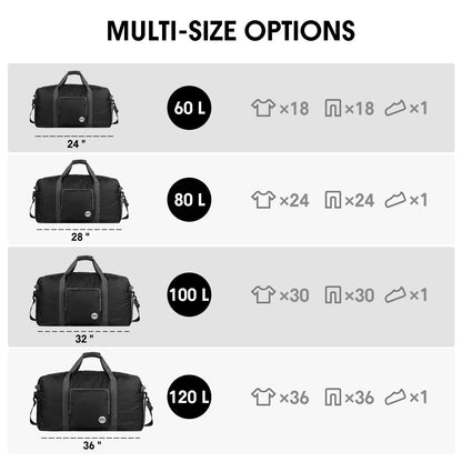 24" Foldable Duffle Bag 60L for Travel Gym Sports Lightweight Luggage Duffel By WANDF (24 inches (60 Liter), Green 24")