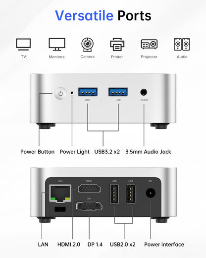 ACEMAGIC Vista Mini V1 Mini PC,12th Gen Alder Lake-N N97(Beat N150/N100/N95, up to 3.6GHz),16GB DDR4 RAM 512GB SSD Mini Computer,Small Desktop 4K Dual Display/WiFi/VESA for Home/Office,Preinstalled OS