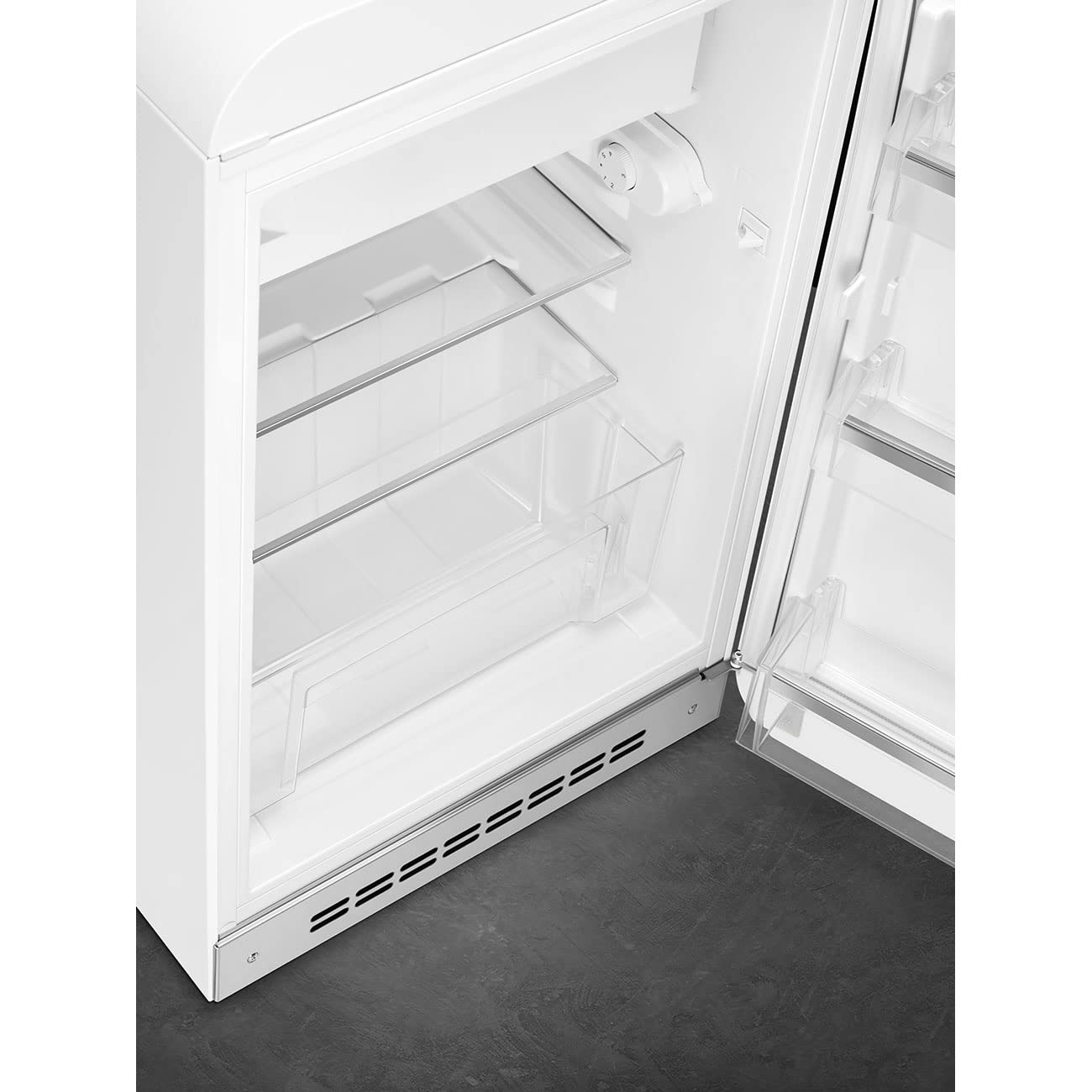 Smeg FAB10 50's Retro Style Aesthetic Refrigerator with 4.48 Cu Total Capacity, 2 Glass Shelves, LED Internal Light, 22-Inches, Red Right Hand Hinge. FAB10URRD3 Made In Italy
