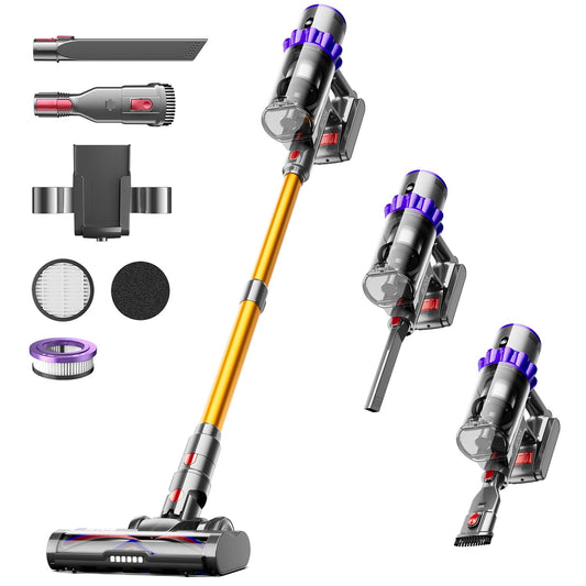 Cordless Vacuum Cleaner, 550W 45KPA 70Mins Self-Standing Vacuum Cleaners for Home, Stick Vacuum Cordless with Wall Mount Charging, LED Display, Upgraded Roller Brush for Carpet,Pet Hair,Hardwood Floor