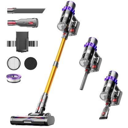 Cordless Vacuum Cleaner, 550W 45KPA 70Mins Self-Standing Vacuum Cleaners for Home, Stick Vacuum Cordless with Wall Mount Charging, LED Display, Upgraded Roller Brush for Carpet,Pet Hair,Hardwood Floor