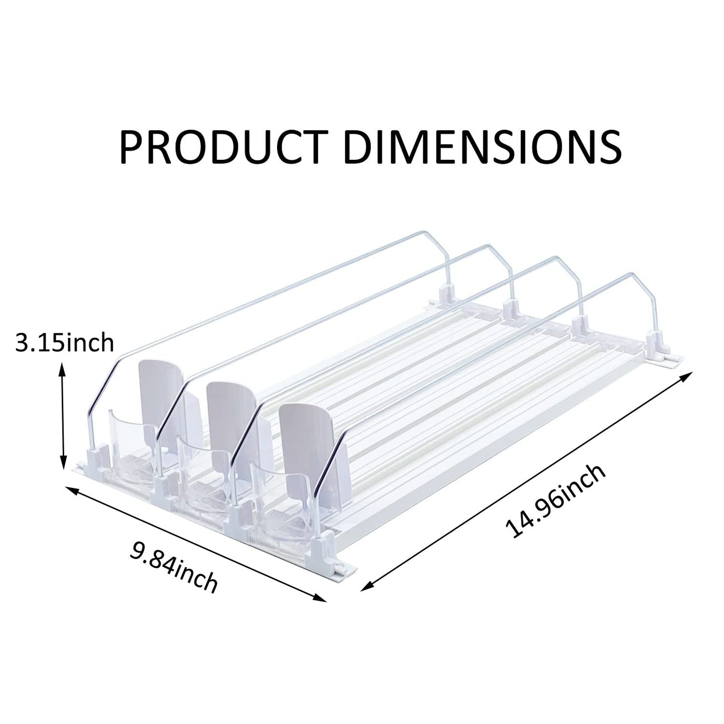 Drink Organizer for Fridge-White Automatic Pusher Glide,12oz 16oz 20oz-Soda Dispenser for Fridge-Holds up to 15 Cans