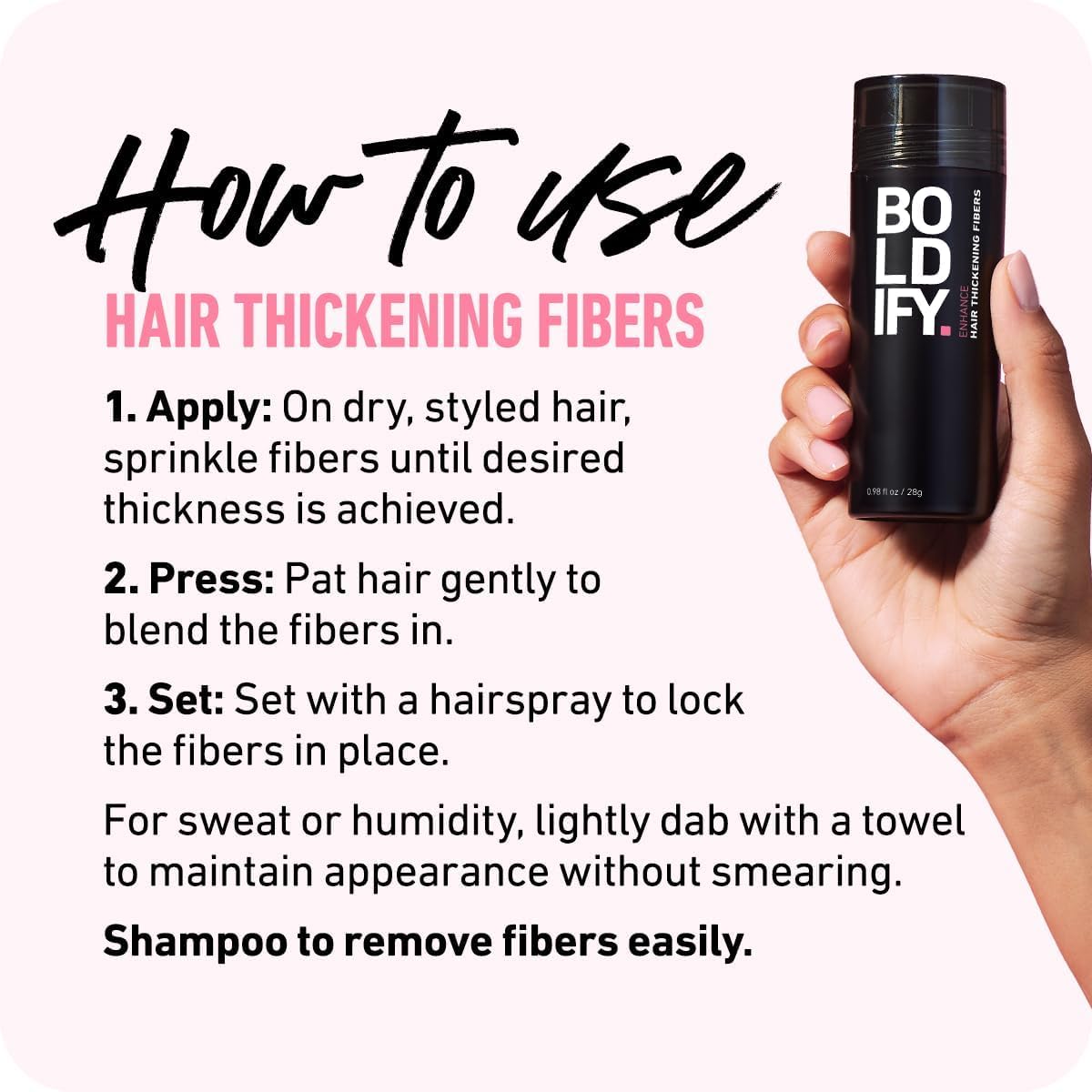 BOLDIFY Hair Fibers (12g) - Fill In Thinning and Fine Hair for an Instantly Fuller, Thicker Look - 14 Shades for Women & Men - Dark Brown