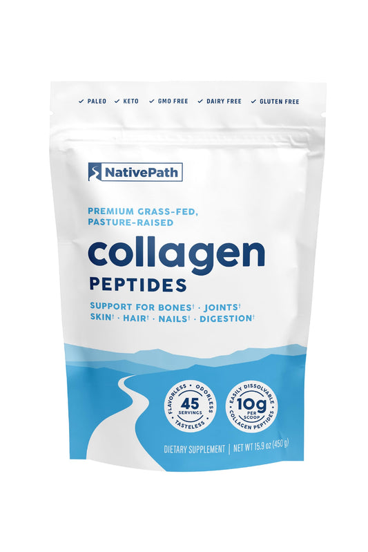 NativePath Collagen Peptides Protein - Hydrolyzed Type 1 & 3 Collagen Powder for Skin, Hair, Nails - 15.9 oz (45 Servings)