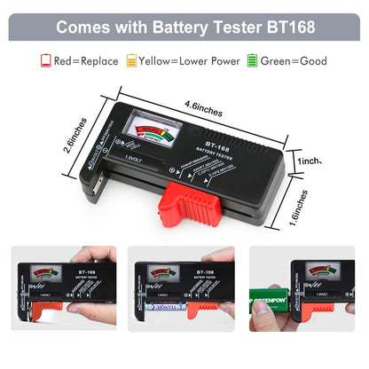 keabys Battery Organizer Holder Storage Case with Tester,Waterproof Carrying Case Bag,Battery Vault Box for Garage Organization Holds 199+ Batteries AA AAA C D 9V (Batteries are Not Included)