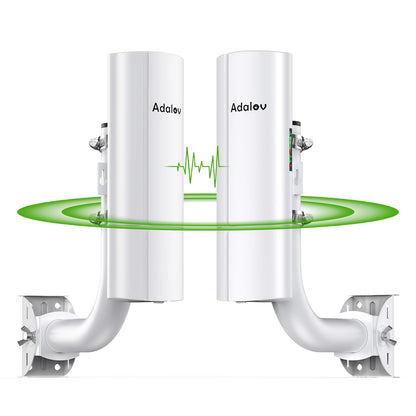 Gigabit Wireless Bridge with Mounts,AdaLov Point to Point/Multipoint WiFi Bridges,Outdoor CPE with 100/1000Mbps LAN Port,5.8G 3KM High Speed Wireless Ethernet Bridge with 16dBi High-Gain Antenna