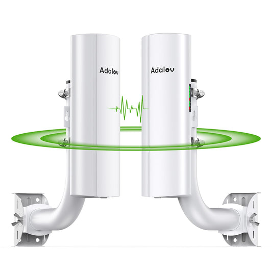 Gigabit Wireless Bridge with Mounts,AdaLov Point to Point/Multipoint WiFi Bridges,Outdoor CPE with 100/1000Mbps LAN Port,5.8G 3KM High Speed Wireless Ethernet Bridge with 16dBi High-Gain Antenna