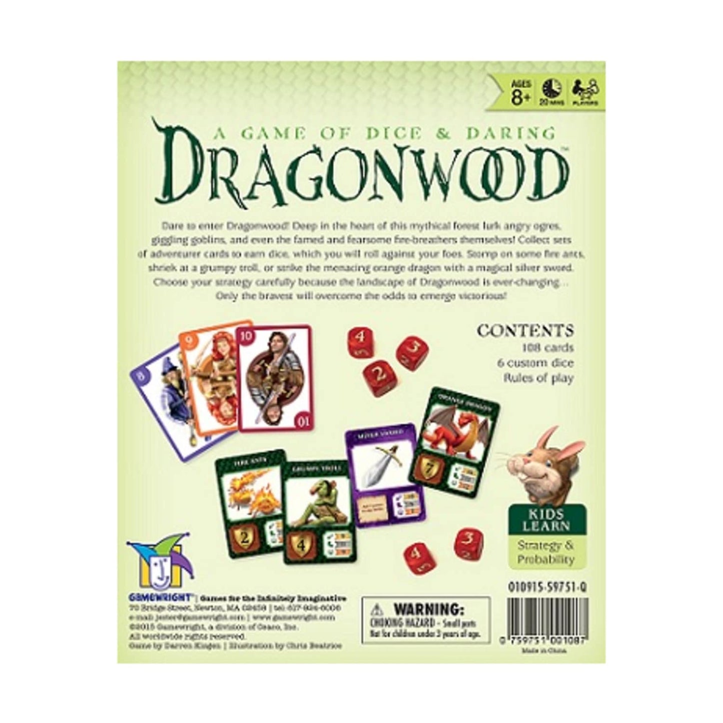 Gamewright Dragonwood A Game of Dice & Daring Board Game Multi-colored, 5"