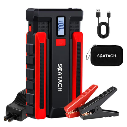 Scatach 002 4000A Car Battery Jump Starter,12V Jump Starter Battery Pack (up to 10.0L Gasoline and 8.0L Diesel Engine), Portable Jump Box with LED Display, 3 Modes Flashlight and Jumper Cable