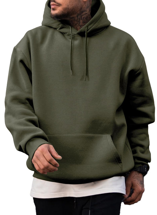 JMIERR Fall Sweatshirts for Mens Comfy Simple Plain Drawstring Hoodies Collar Fleece Long Sleeve with Pockets Hooded Pullovers Casual Loose Fit Shirts Cotton Sweater, US43(L), Green