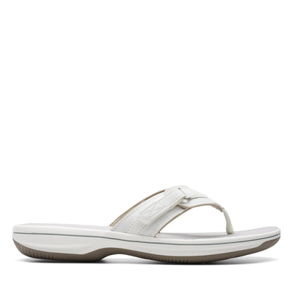Clarks Women's Breeze Sea Flip-Flop, New White Synthetic, 6