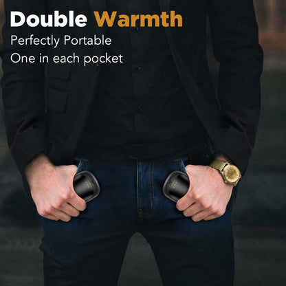 2 Pack Hand Warmers Rechargeable, Portable Electric Hand Warmers Reusable, USB Handwarmers, Outdoor/Indoor/Warm Gifts for Men Women Kids (Black&Black*2)