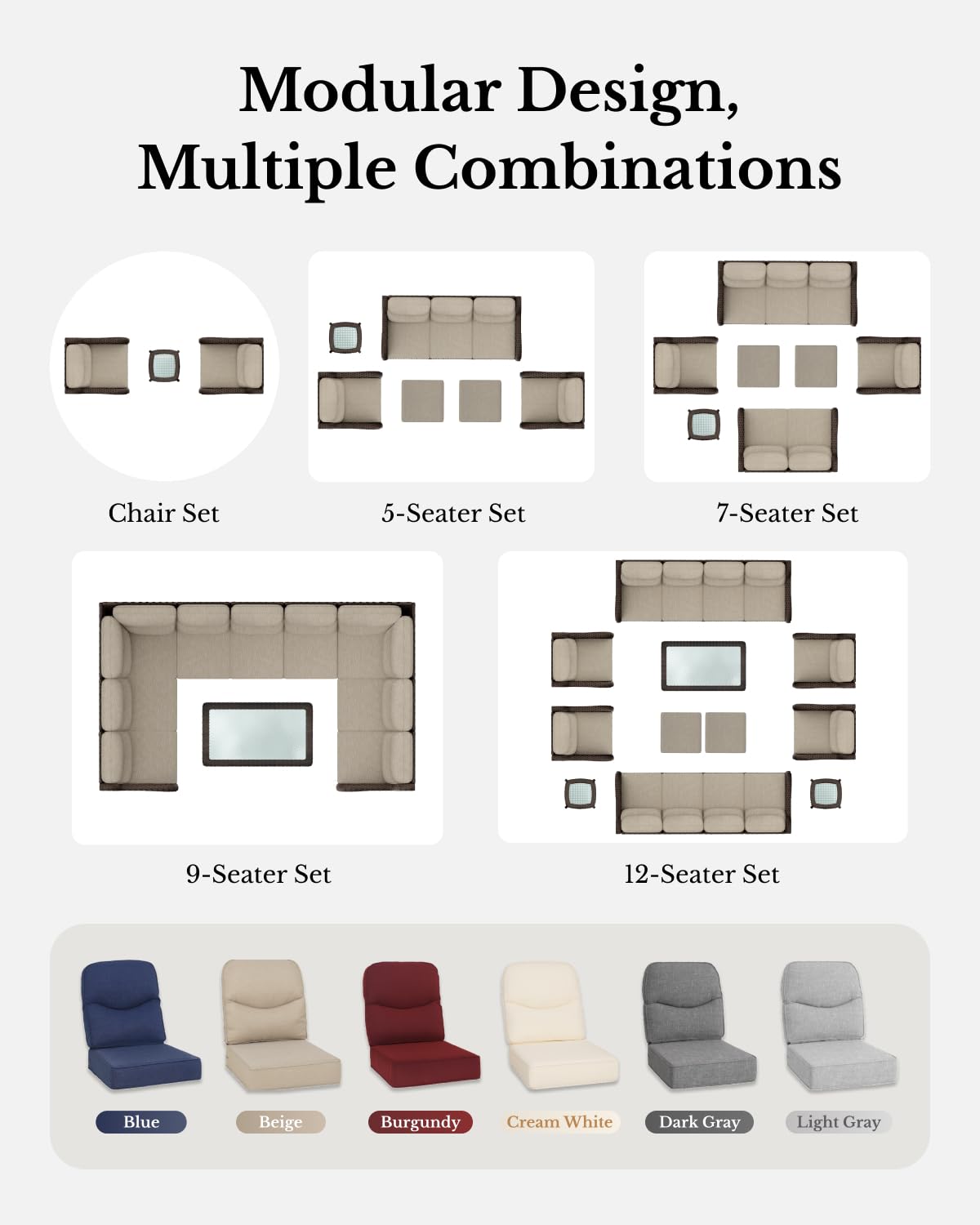 HILLGA Luxury Patio Furniture Set with 6-inch Thick Cushion, Outdoor Couch and High Back Swivel Rocker Patio Chairs, 10PCS Wicker Conversation Set for Deck Yard and Poolside, Dark Grey (V2)