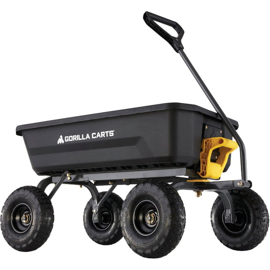 Gorilla Carts 4GCG-NF Poly Dump Cart, 600-Pound Capacity with No-Flat Tires, 4 Cubic Feet, Amazon Exclusive