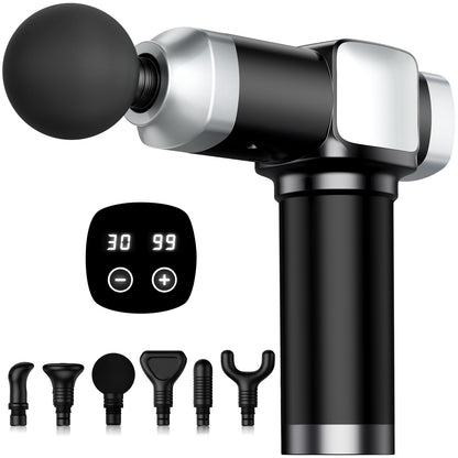 CAMEFER Deep Tissue Massage Gun, Portable Percussion Electric Muscle Massager for Pain Relief, Handheld Massagers with 30 Speeds & 6 Attachments for Back and Neck, Gifts for Men Women