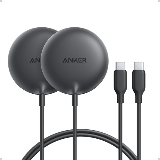 Anker Zolo Magnetic Wireless Charger, Qi2 Certified 15W MagSafe-Compatible Wireless Charging Pad, for iPhone 16/15/14/13 Series, AirPods, and More (Adapter Not Included) (Black, 2 Pack)