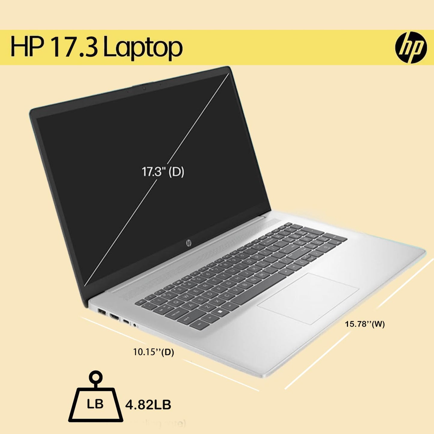 HP 17.3" FHD Laptop for Business & Students - w/External DVD Drive & Office Lifetime License, AMD Ryzen 5 7430U CPU, 250 Nits IPS Display, Webcam, Wifi6, Win 11 Pro (64GB RAM 2TB SSD)