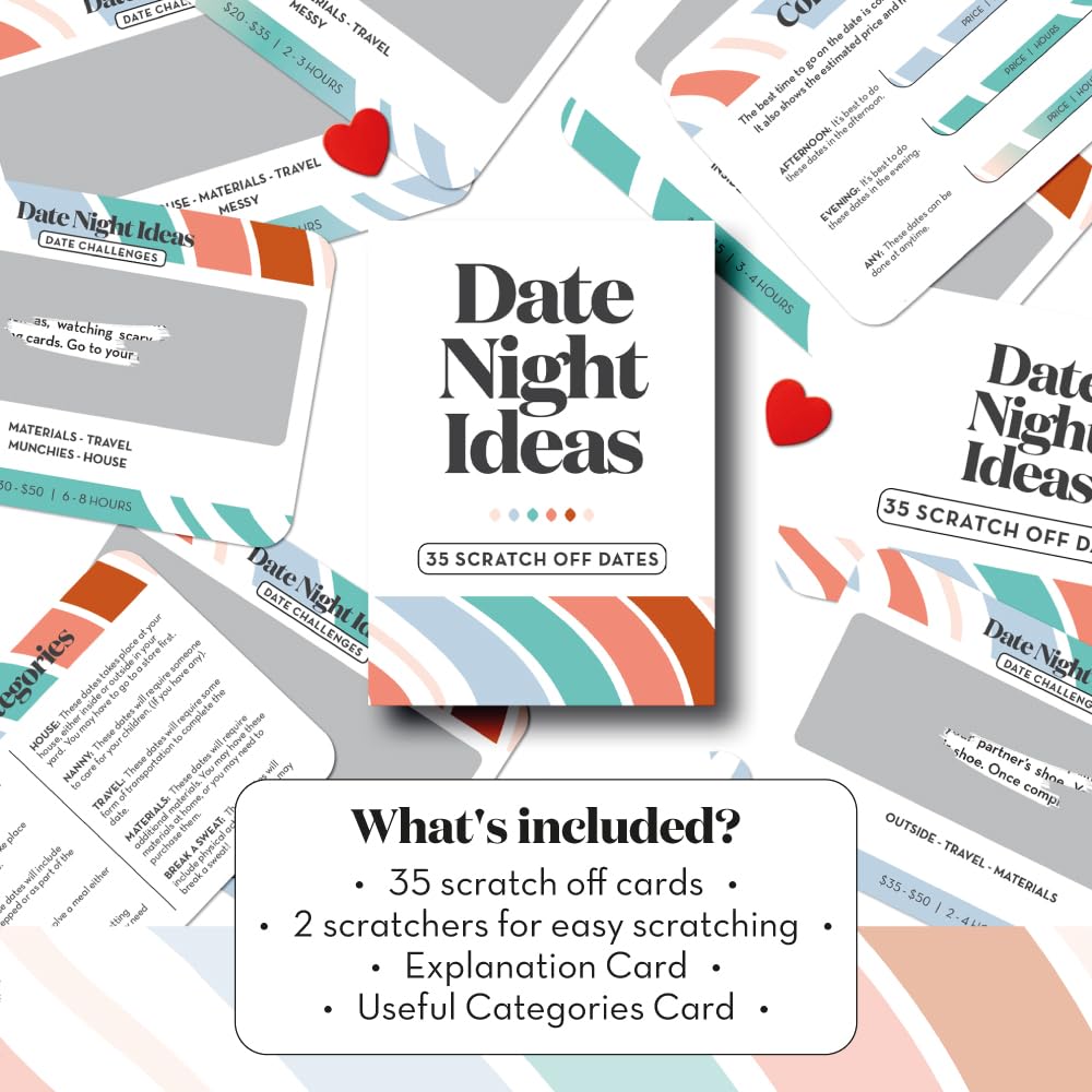 All Natural Shop Romantic & Fun Scratch Off Date Night Ideas Card Game, Valentine's Gift for Him or Her, Couple Gifts for Boyfriend, Girlfriend, Wife, Husband, Men, Women & More