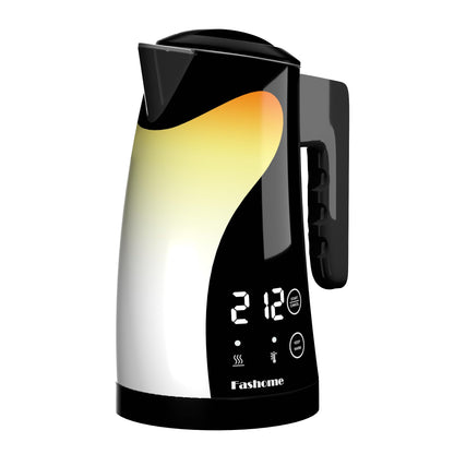 Temperature Control Electric Kettle, 5 Temp Presets, 2H Keep Warm, Cool-Touch Design with Auto Shut-Off, 1.25L Stainless Steel, Adjustable Temperature Control, 360° Rotating Base, (Black)