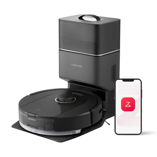 roborock Q5 Pro+ Robot Vacuum and Mop, Self-Emptying, 5500 Pa Max Suction, DuoRoller Brush, Hands-Free Cleaning for up to 7 Weeks, Precise Navigation, Perfect for Hard Floors, Carpets, and Pet Hair